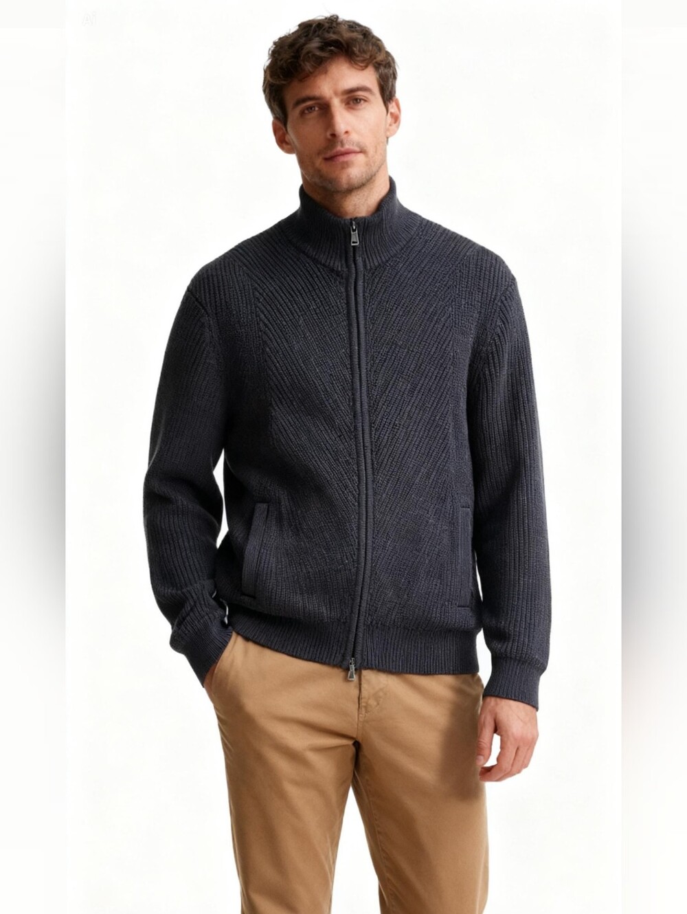 Banana Republic Men's Merino Extra Fine Full-Zip Sweater Jacket Size L